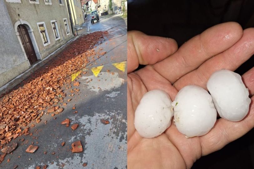 Snažno nevrijeme pogodilo Sloveniju: Grad razbijao krovove i automobile, vjetar rušio stabla
