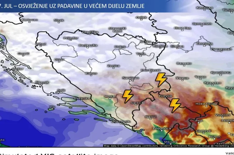 BH METEO: U narednim satima u ove dijelove BiH stižu pljuskovi