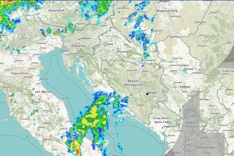 Kiša zahvatila dio BiH: Pratite uživo kretanje oluje na koju su upozorili meteorolozi