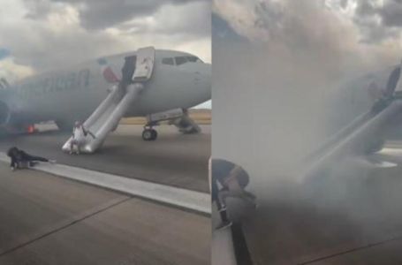 S RAZGLASA SE ČULE 3 RIJEČI! Širi se zastrašujući snimak aviona u plamenu! Putnici padaju dok bježe