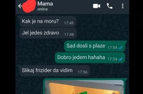 Mama ga je pitala jede li zdravo dok je na moru: Morate vidjeti sliku frižidera koju je poslao