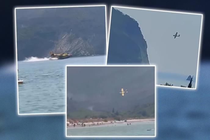 Apokaliptični prizori iz Buljarica: dim stijene plažu, vatrogasci bore s vatrom