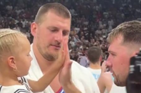 Jokić s kćerkom u naručju prišao Dončiću: Reakcija male Ognjene je hit (VIDEO)