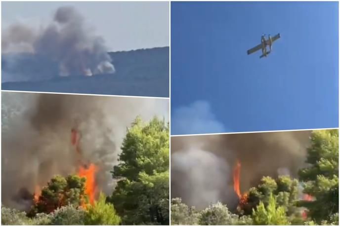 Požar na ostrvu Šolta: vatrena stihija se širi prema kućama, stigla pomoć iz zraka