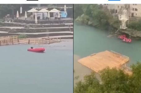 Nabujala Neretva odnijela mostić ispod Starog mosta u Mostaru