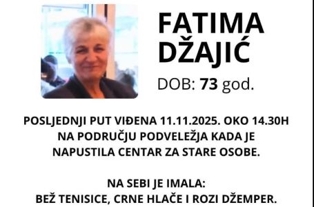 Nestala Fatima Džajić na području Podveležja: GSS traga za njom