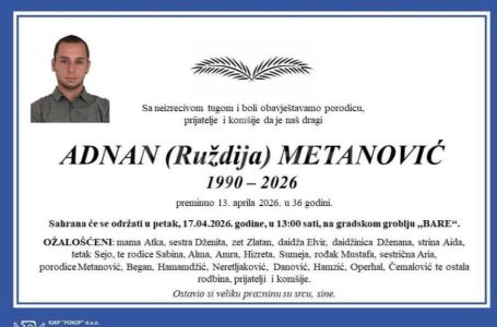 Poznat termin sahrane brutalno ubijenom Adnanu Metanoviću