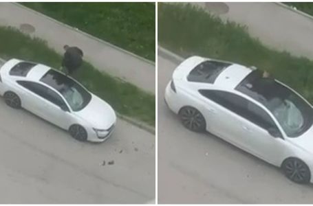 Nevjerovatne scene u Tuzli: Uništavao automobil, pa pao u njega (VIDEO)