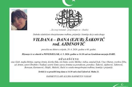 Preminula pjevačica Vildana - Đana Šaković, supruga Armina Šakovića