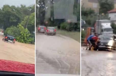 Potop u regionu, stiglo nevrijeme: Ulice plivaju pod vodom, auto upao u šaht
