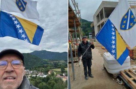 Miroslav Pendić iz Viteza postavio zastavu BiH i ljiljane na kran u blizini Graca