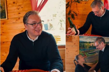 Vučić naručio jagnjetinu, ljute papričice i 'tri mala niška', a onda pročitao natpis s flaše (VIDEO)